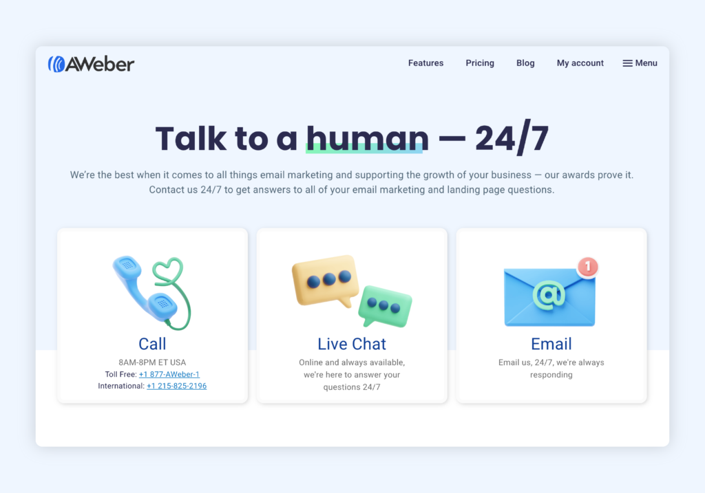 Aweber Review:  Customer Support